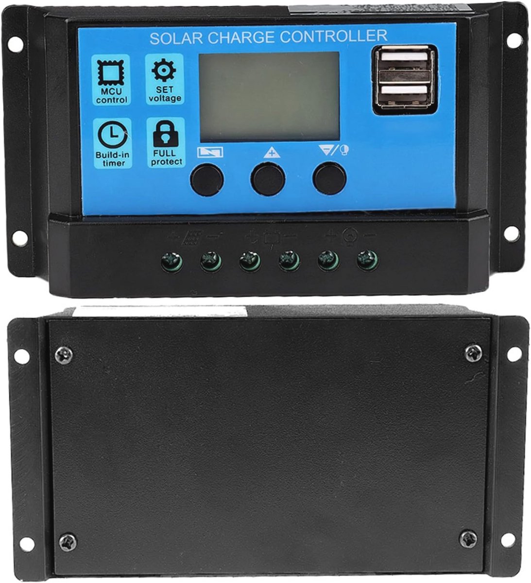 Zonne-laadregelaar 12V 24V, 60A met Dubbele USB en LCD-display voor Zonnepanelen