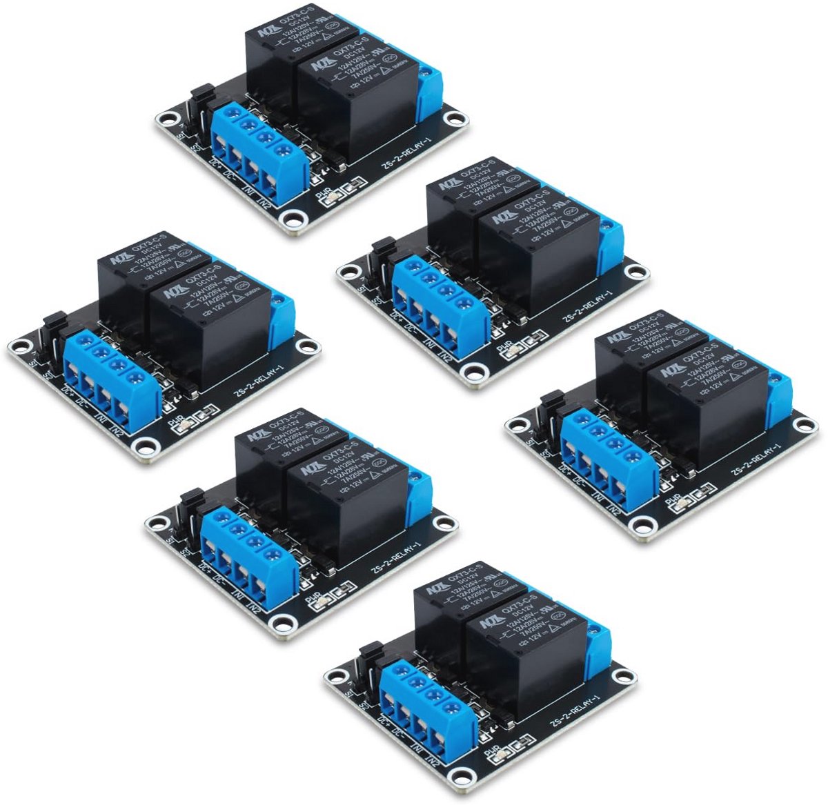 6pcs DC 12V relais module - 2 kanaals relais voor microcontroller projecten