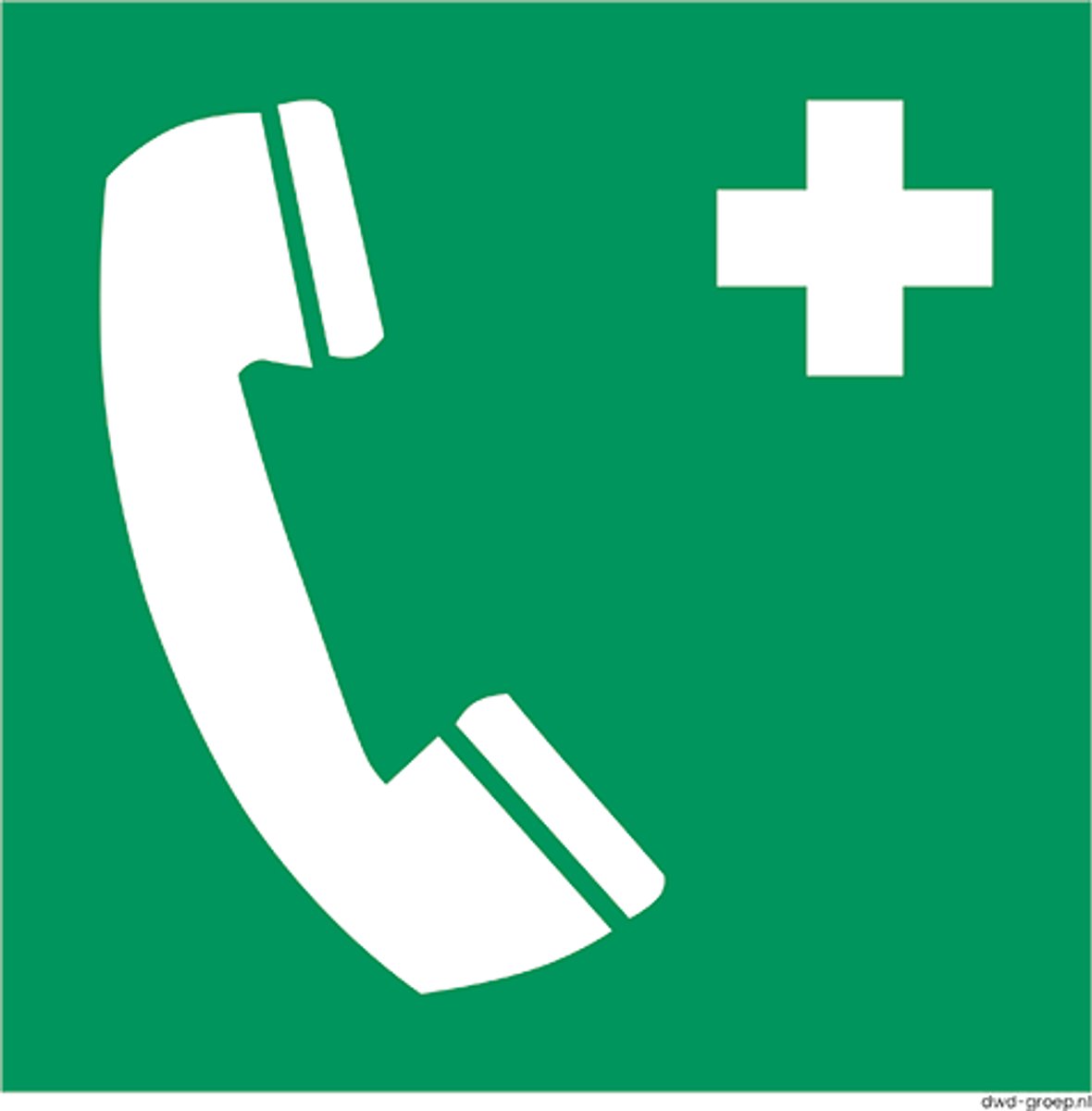 Eerstehulp bord E004 – Noodtelefoon - Bord - 200x200 mm - NEN3011 - ISO 7010