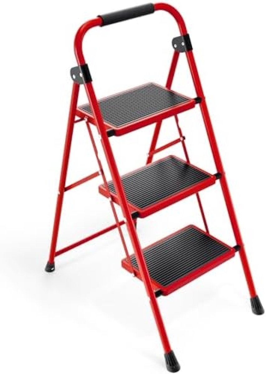 Stunq® Opvouwbare Trapladder met 3 Treden en Handgreep - Rood