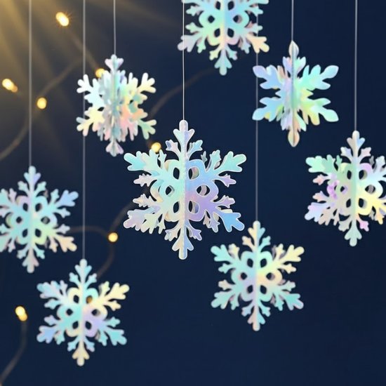 Jojoy - Guirlandes de Noël avec flocons de neige scintillants - Décoration de Noël - Guirlande de Noël - Noël - Neige - 6x Flocon de neige de différentes tailles - HOLOFLAKE