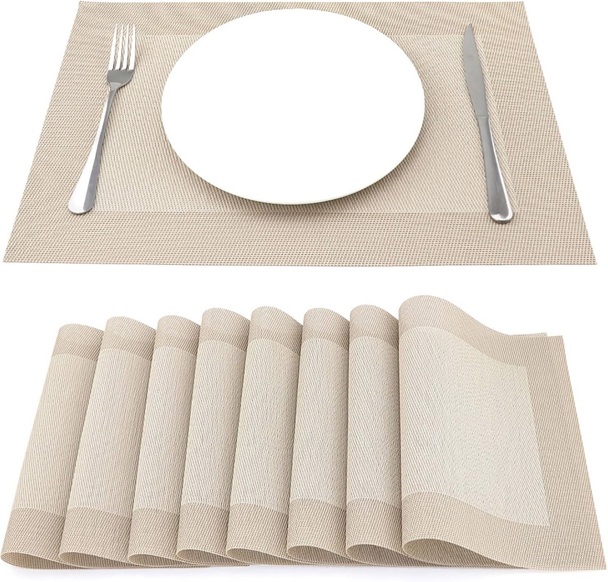 Set van 8 Elegante Geweven Vinyl Placemat 45x30 cm voor Alle Gelegenheden