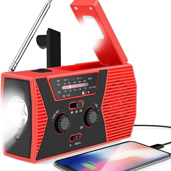 BSTNL Noodradio Retro - AM/FM - Radio Op Batterijen  Accu  Voor Rampen - Bluetooth Speaker Survivalradio Noodradio Solar Opwindbaar Powerbank Zonneenergie Usb Noodpakket Voor Thuis Rose Go