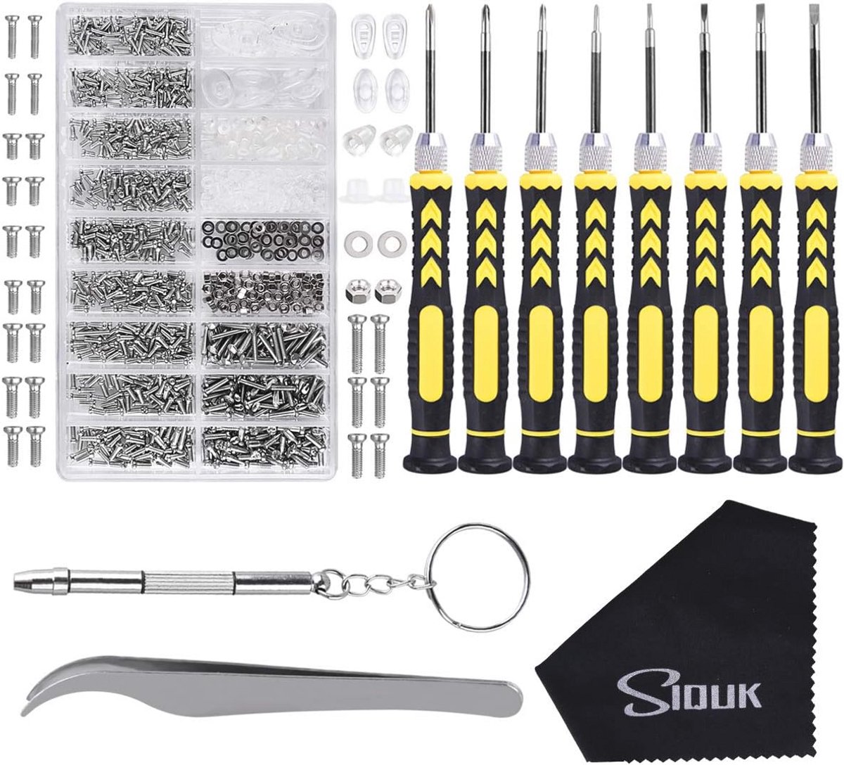 Brillenreparatieset met 8-in-1 Magnetische Schroevendraaier en Neuspads voor Oogglazen en Zonnebrillen