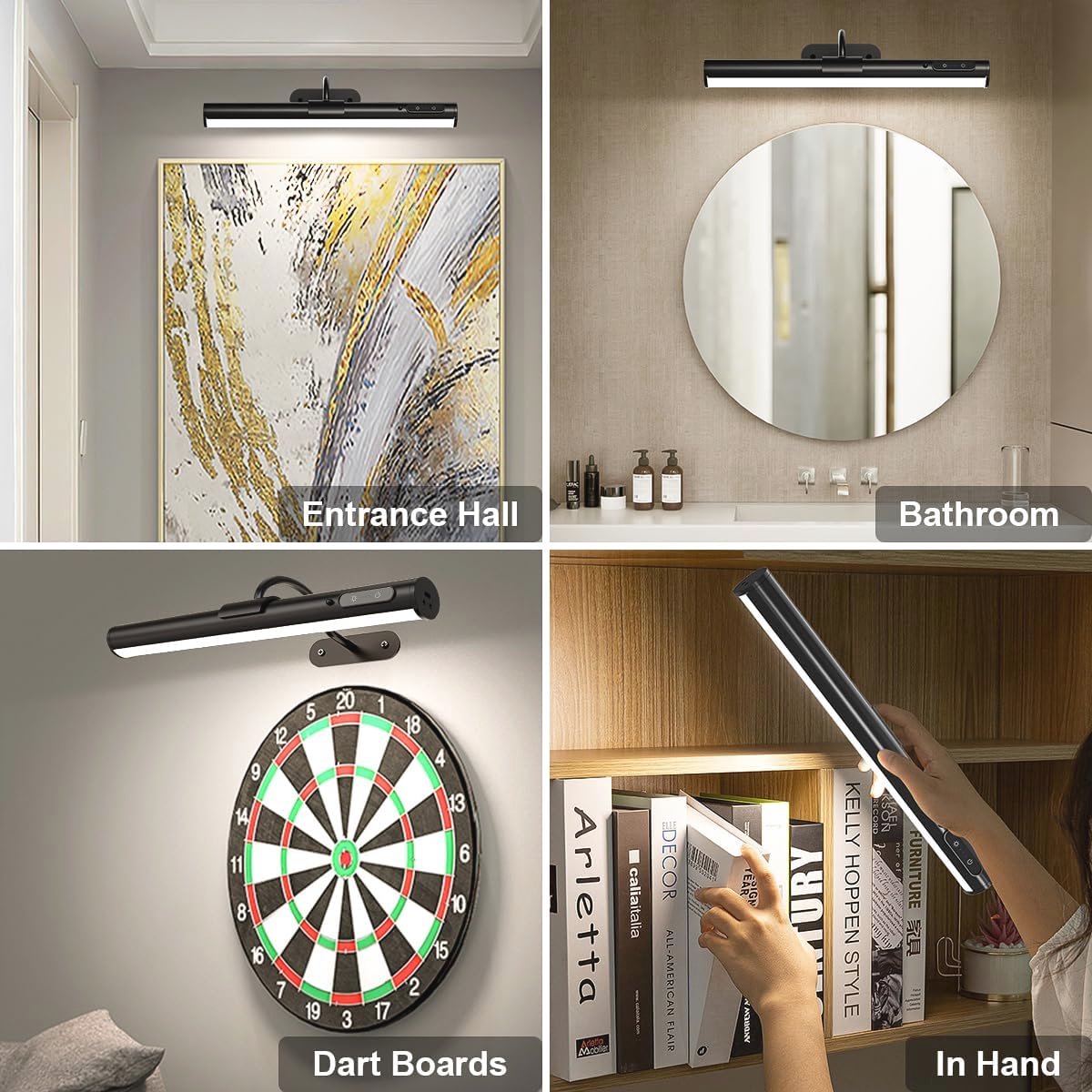 Schilderijverlichting Draadloos Led - LED-fotolamp op batterijen - Draadloze wandlamp voor binnen - Met afstandsbediening - Dimbaar - Magnetische wandlamp - Zonder stroomaansluiting - Fotolamp op batterijen voor aan de muur - Dartbord — cadeau in Wonen & Interieur - foto 4
