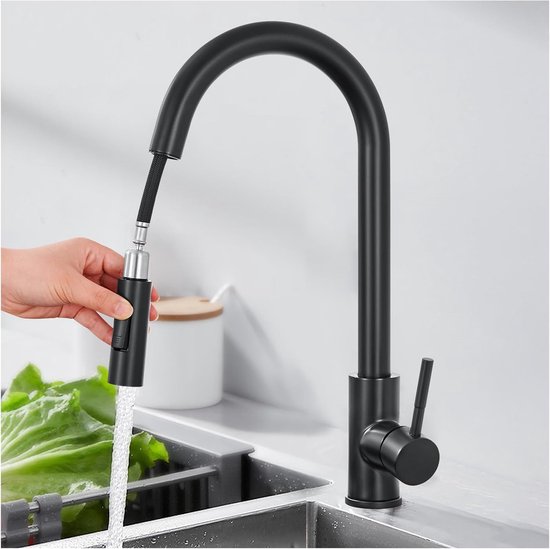 HOMELODY Niederdruck Armatur Bad/Küche Schwarz Waschtischarmatur 360 ° - homelod