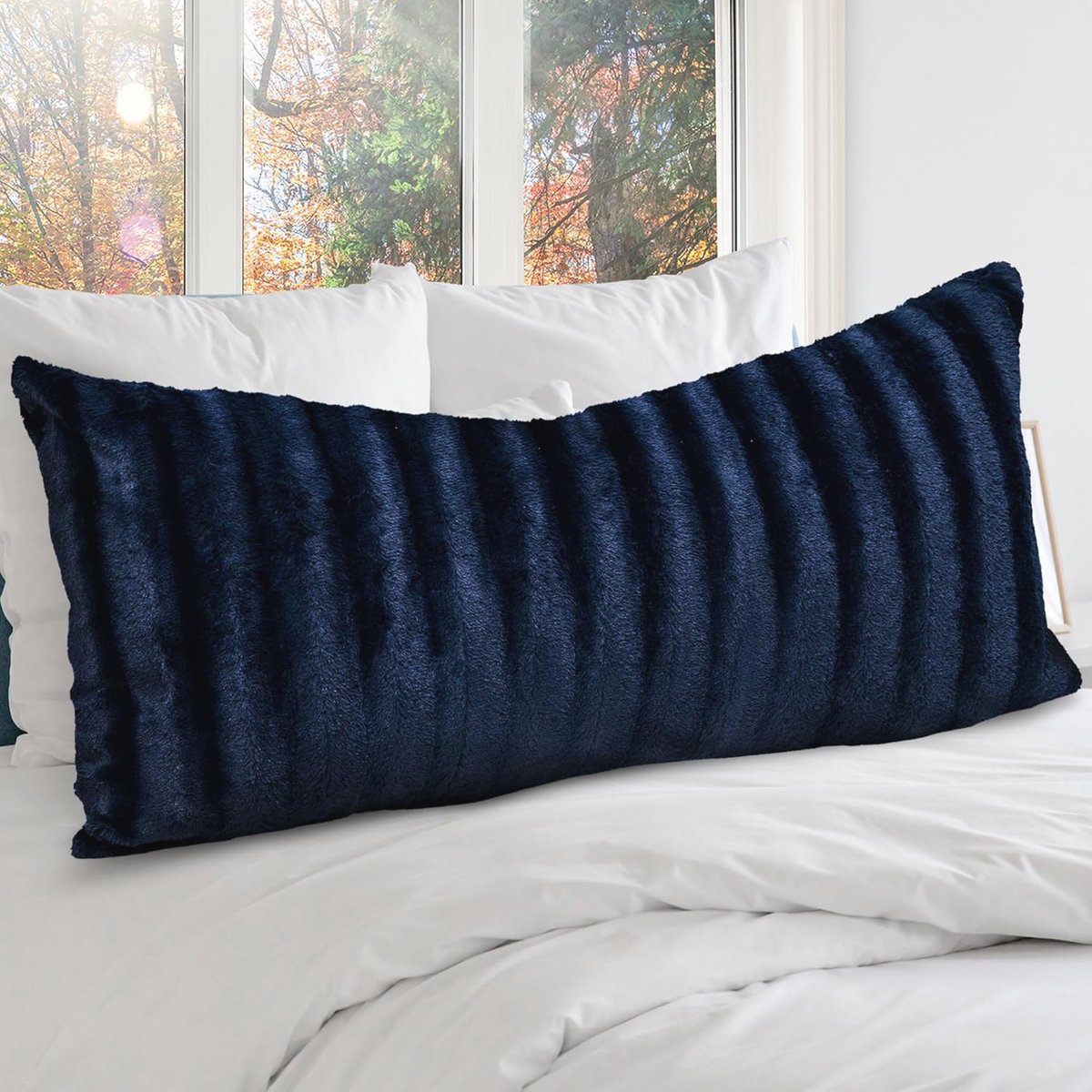 Lang Lichaam Kussen - Decoratief Accent Kussen voor Bed en Bank in Blauw (45,7 cm x 101,6 cm)