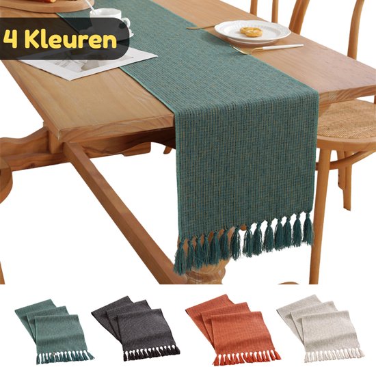 Chemin de table champêtre – lavable – décoration de table pour fêtes, anniversaires, Saint-Valentin et mariages – Vert 33 x 200 cm
