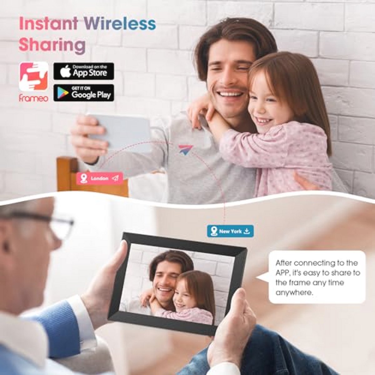 Digitale fotolijst 10,1 inch FHD IPS touchscreen met WiFi voor het delen van foto's op afstand