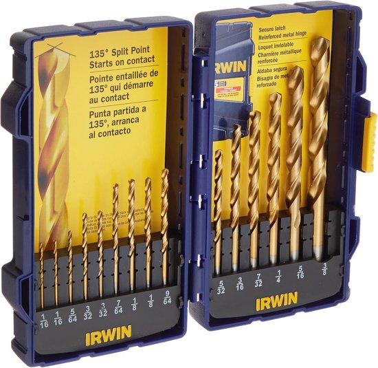 Titanium Nitride Coated High-Speed Steel Drill Bit Set - 15-Piece | bol
