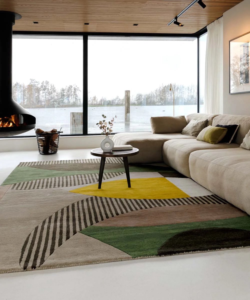 Retro vloerkleed - Skulptur Eye groen 240x340