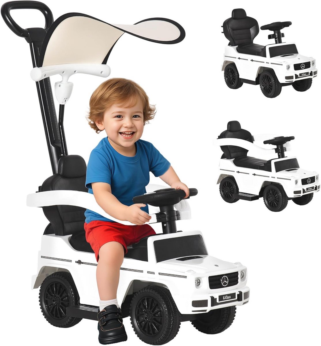 Multifunctioneel Kinderdrager Met Claxon en Parasol – Voor Kinderen 12-36 Maanden