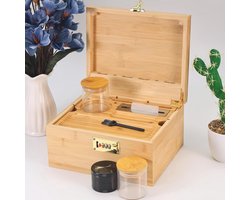 Grote Stash Box met Rolling Tray en 5 Accessoires - Luxe Houten Opbergset met Slot voor Opbergartikelen