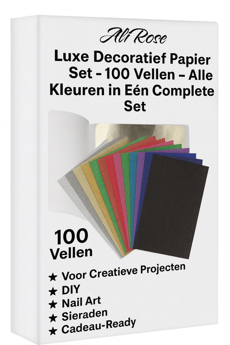 AliRose – Luxe Decoratief Papier Set – 100 Vellen Per Kleur – Alle Kleuren in Eén Complete Set