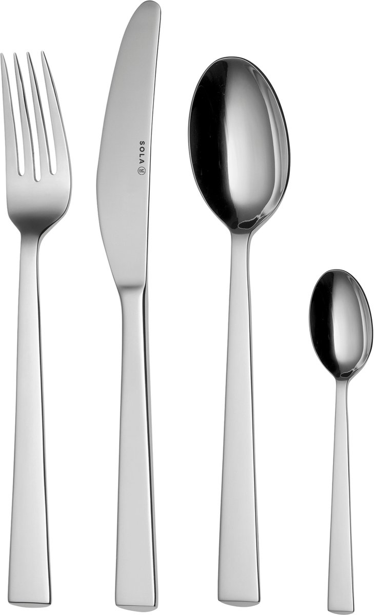 Sola Bestekset Eclipse 6 Persoons - Signature collectie - 24 delig - Vaatwasserbestendig - Zilverwit Edelstaal 18/10 - RVS - Zilver