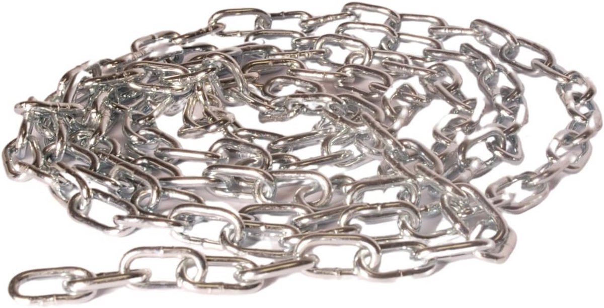 Korte gelaste ketting, verzinkt staal, 20 kg, diameter 2 mm, 25 m, grijs