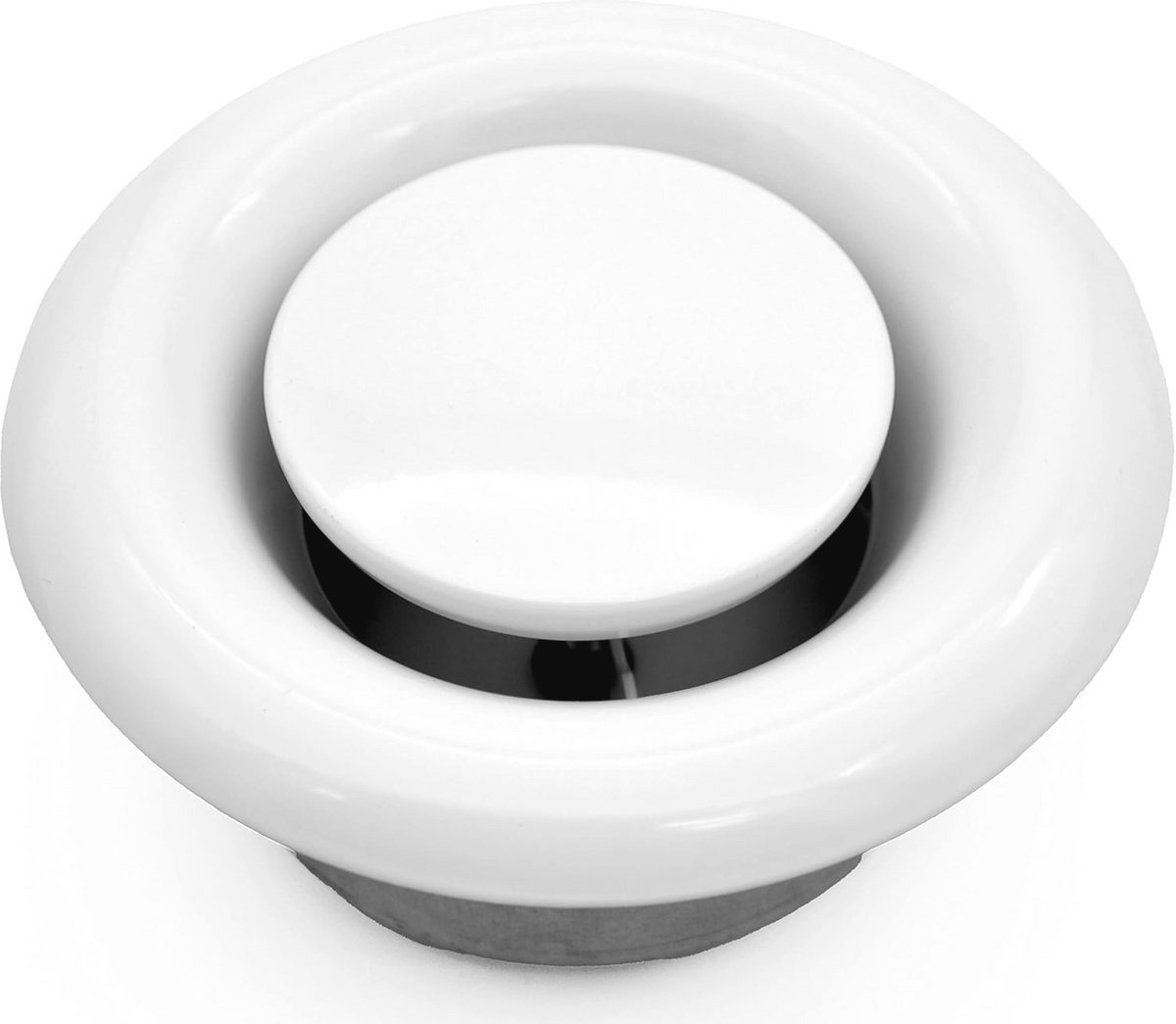 Verstelbaar schotelventiel met ronde stalen afdekking en ventilatie-diffuser - Ø 160 mm