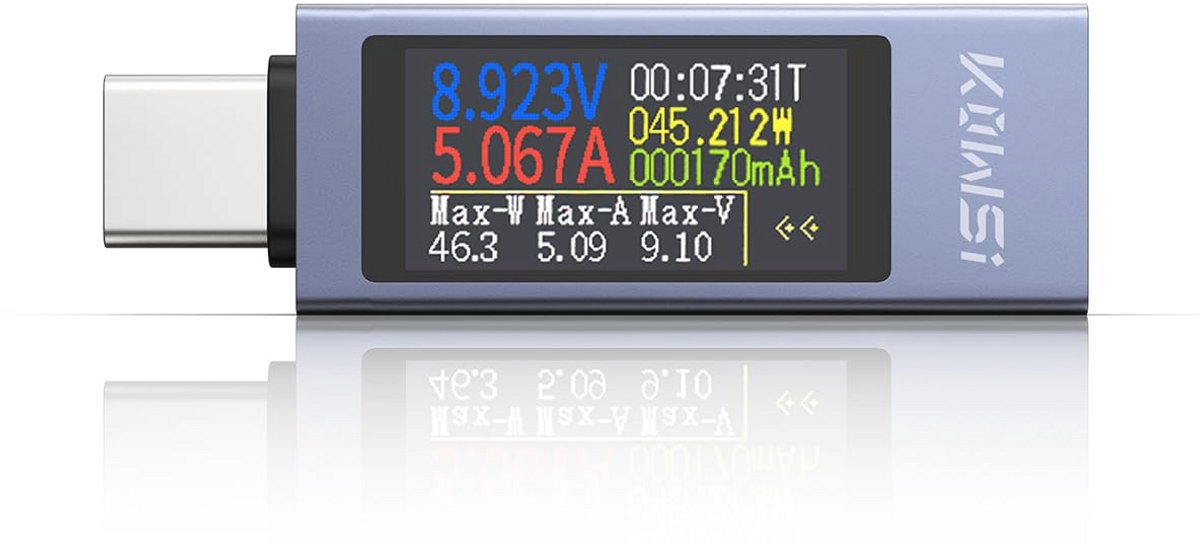 USB C Tester Power Meter 4-30V 0-12A - Voltage en Stroom Tester voor Opladen en Capaciteit
