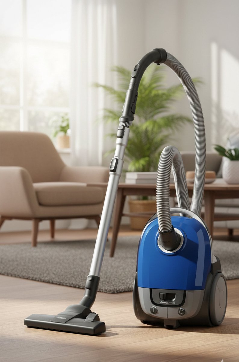 AirMax Pro XD3110 Compacte Stofzuiger met Zak – 900W – 99,9% Stofopname – Allergy Filter (ECARF) – TriActive Mondstuk – Ultra Compact & Stil – Blauw