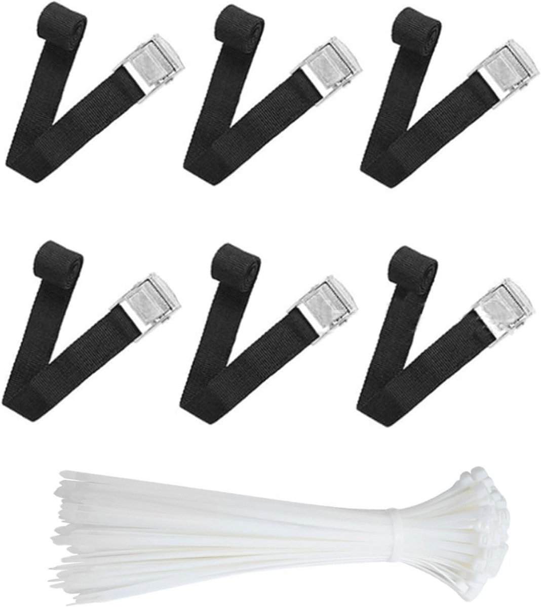 Set van 6 Bevestigingsriemen - 40 cm Spanningen met Klemsluiting voor Fiets, Motor en Bagage