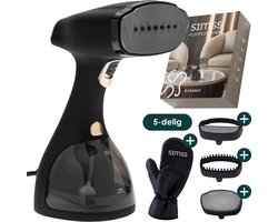 Simss® - Kledingstomer - Krachtige Handstomer voor Kleding en Meubilair - Stoomapparaat met 3 Opzetborstels - Snelle opwarmtijd - Inclusief Warmtebestendige Handschoen - 1500W - 300ml - Steamer - Elegant design - Mat - Zwart