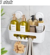 LARRO Douchemand Organizer Zwarte Douche Caddy Geen Boor Douche Plank Zelfklevende Wandmontage Met Haken Ruimte Aluminium Voor Balkon Badkamer A 1 Verhaal Kleur B Maat 1 Verhaal