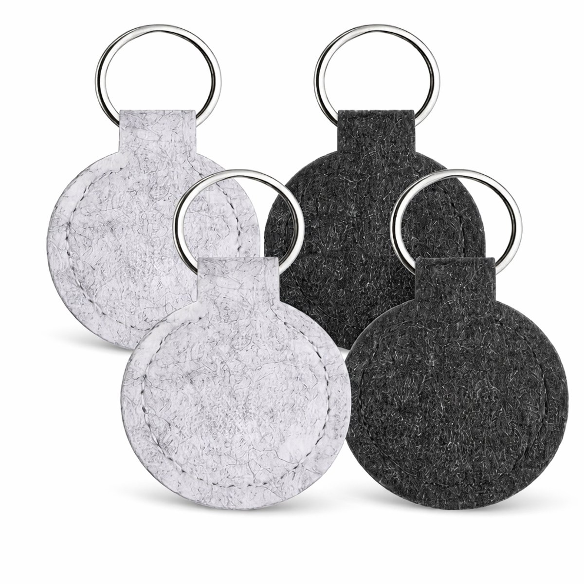FSW-Products Vilten Sleutelhangers – Set van 4 – Grijstinten - Sleutelringen