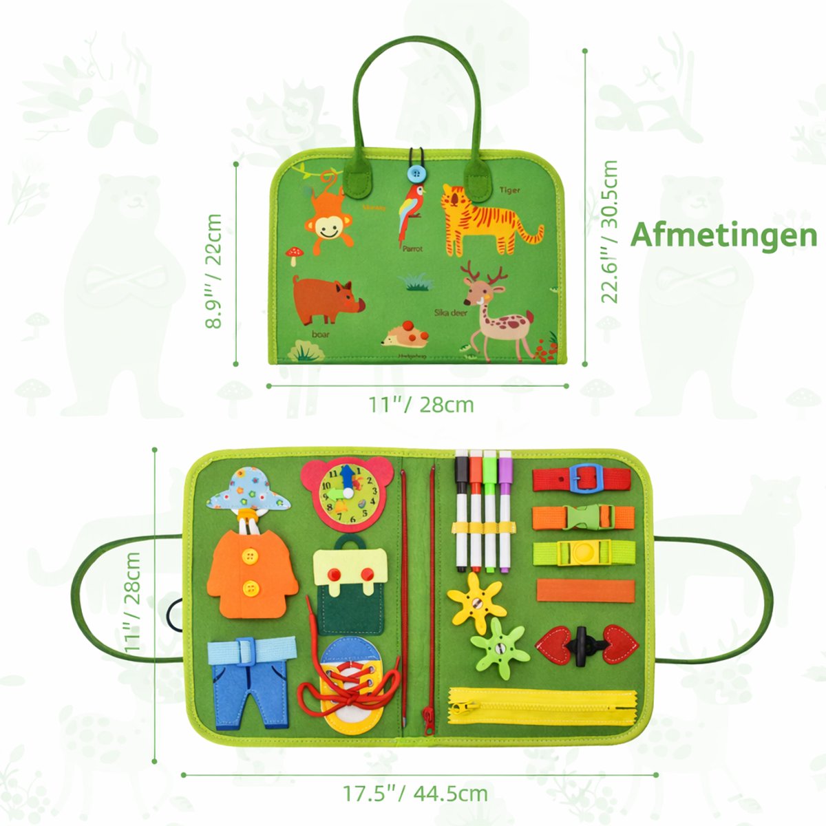 Montessori Busy Board Boek - Bussy Board - vanaf 3 Jaar – Educatief Speelgoed – Motoriek - Cijfers & Ritsen – Montessori Boek - Speelgoed Auto - Speelgoed Voor Onderweg - — afbeelding 7