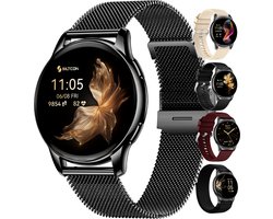Siltcon® Auréa Smartwatch Dames & Heren - Horloge Dames - Stappenteller Horloge Dames - Hartslagmeter - Slaapmonitor - Saturatiemeter - Geschikt voor iOS/Android - AMOLED - RVS - Elke pols - Incl. 5 Bandjes