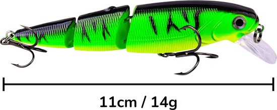 S&D - Kunstaas Swimbait - 2 stuks - 15g 10cm - Roofvissen - Groen - Rammelaar - Dubbele dreg van S&D — afbeelding 2