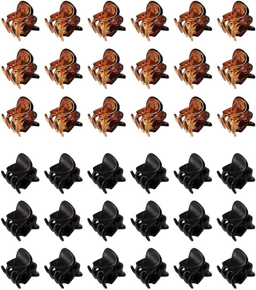 36 Mini Antislip Haarspelden in Zwart en Schildpad voor Dames en Meisjes - 1,5 cm