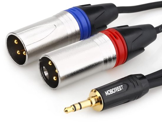 NANYI XLR 3,5 mm mannelijke splitterkabels, TRS Stereo Mannelijk naar twee XLR Mannelijke Interconnect Audio Microfoon Kabel, Y Splitter Adapter Kabel -1,5 Meter