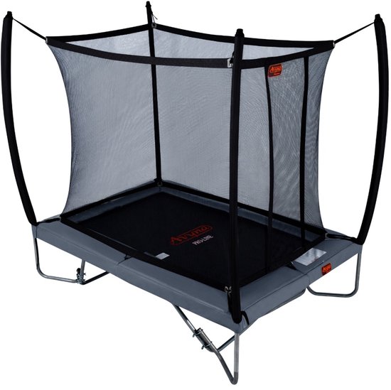 Avyna Opbouw Trampoline 275x190 cm – Rechthoekig – Inclusief Veiligheidsnet – Grijs