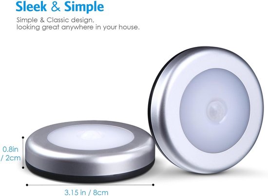 LED Bewegingssensorlamp - Bewegingssensorlampen - Magnetisch Nachtlampje Voor Binnen - Slimme Draadloze Nachtlampjes - Voor Kast, Keuken en Gang - 3 pack — afbeelding 5