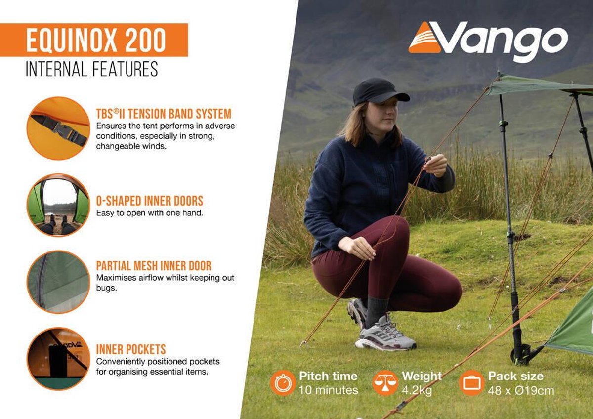 Vango Equinox 200 - Forest Green - Tunneltent - Lichtgewicht