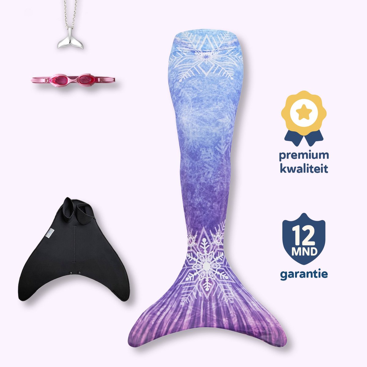 Bol.com Isa zeemeerminstaart maat 122-128 - monovin met voetvakken - zwembril en ketting aanbieding