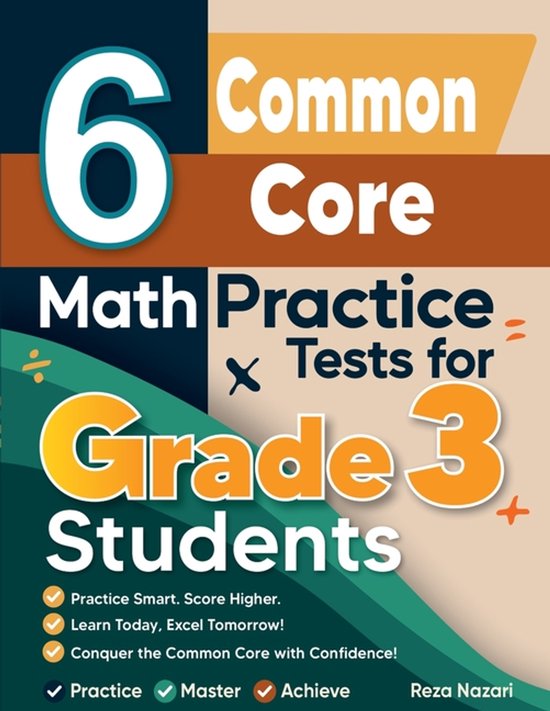 6 Common Core Math Practice Tests for Grade 3 Students - cover