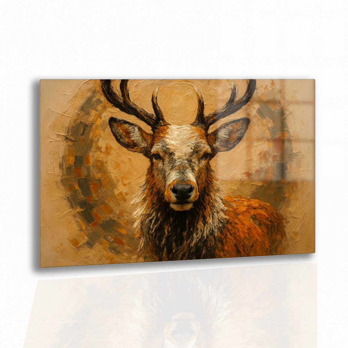 Edelhert – wandkunst – muurdecoratie – Glasschilderij – 75x50 cm