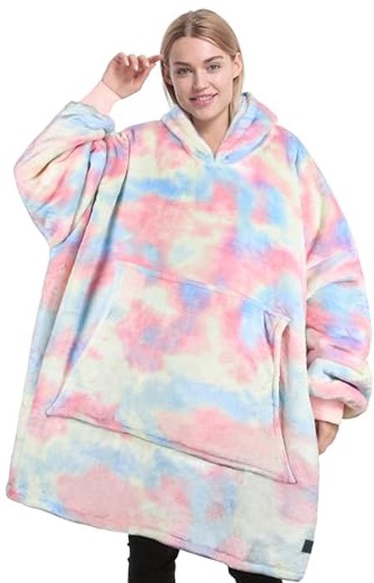 Hooded Sweatshirt Blanket - Fluffy Oversized Wearable Blanket with Front Pocket for Cozy Winter Days