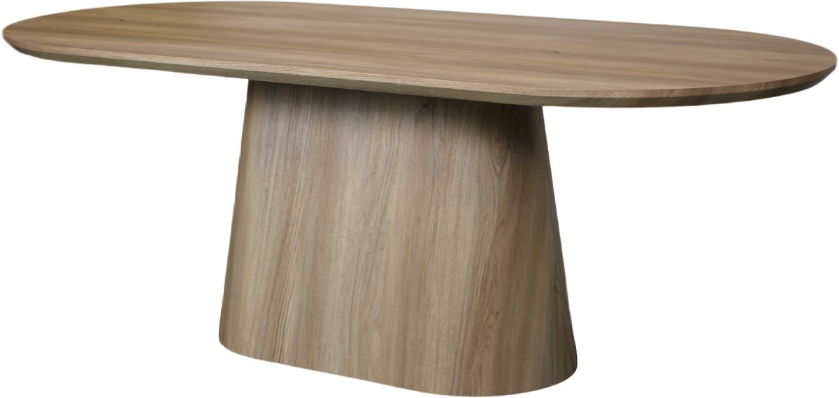 Eettafel Japandi ovaal Saga 210cm lichtbruin MDF ovale eetkamertafel