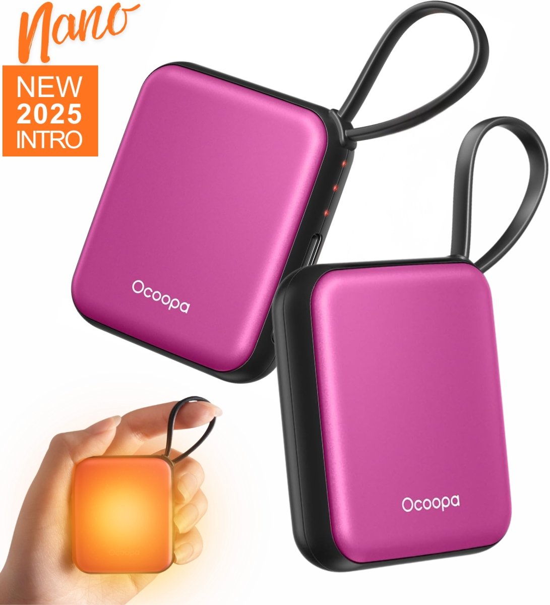 Ocoopa® Handwarmers Herbruikbaar | Tweedelig Ontwerp | Ultradun & Stijlvol | USB-C Oplaadbaar | Nooit meer Koude Handen