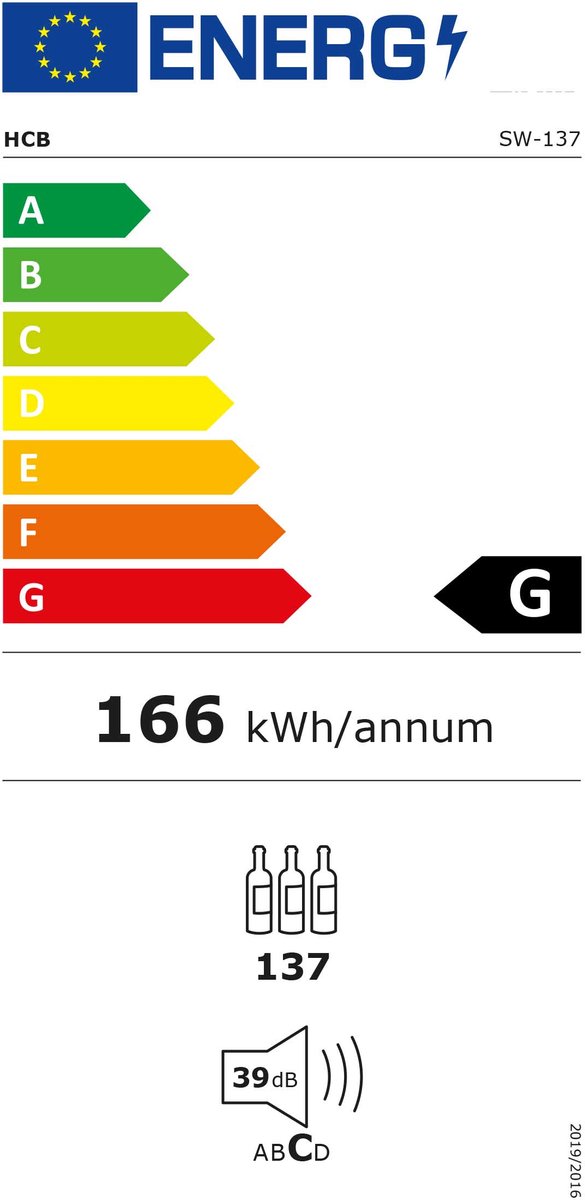 HCB - Professionele luxe Wijnkoelkast voor 137 flessen - afbeelding 2