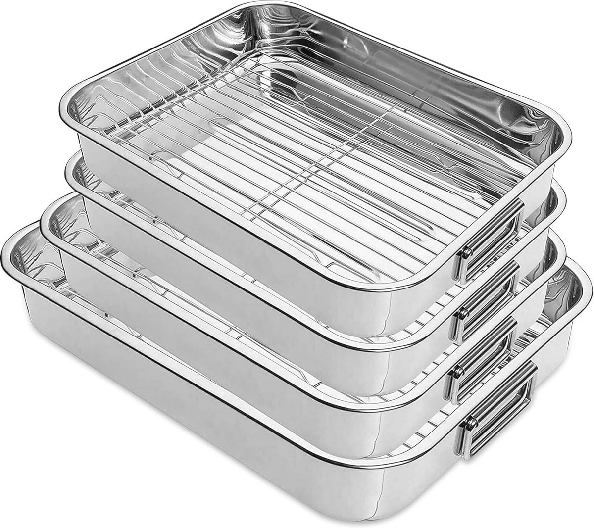4-delige braadslede met afneembaar rek - Heavy Duty Roosterlade van versterkt staal