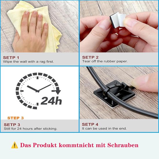 40 stuks zelfklevende kabelbinder voor auto, thuis en kantoor