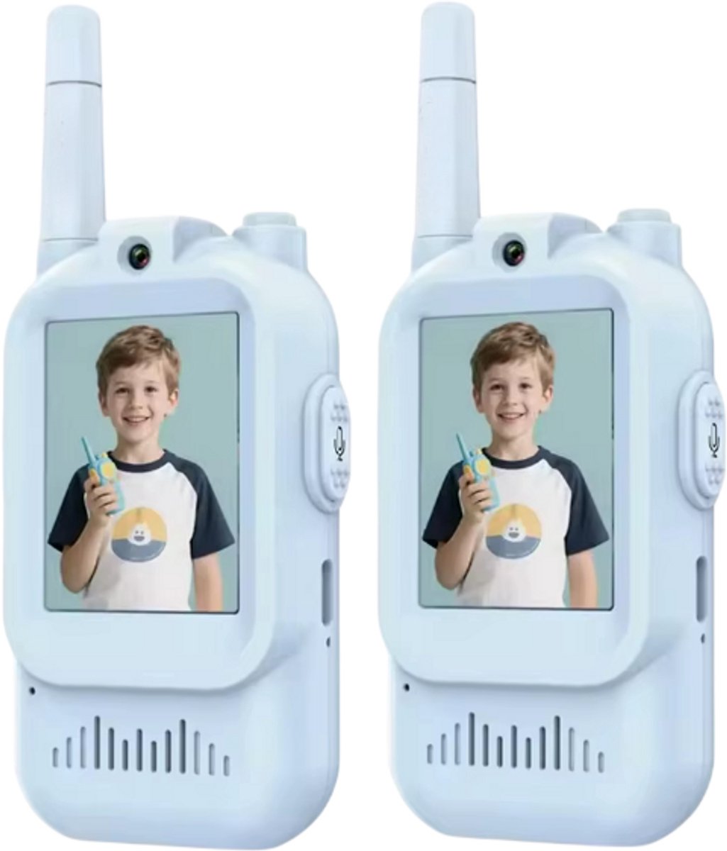 Video Walkie Talkies voor Kinderen – 2-pack Oplaadbare Speelgoed Walkietalkies met Camera voor Peuters en Kinderen 3-12 Jaar, Binnen, Buiten, Kamperen en Verjaardagscadeau-Blauw