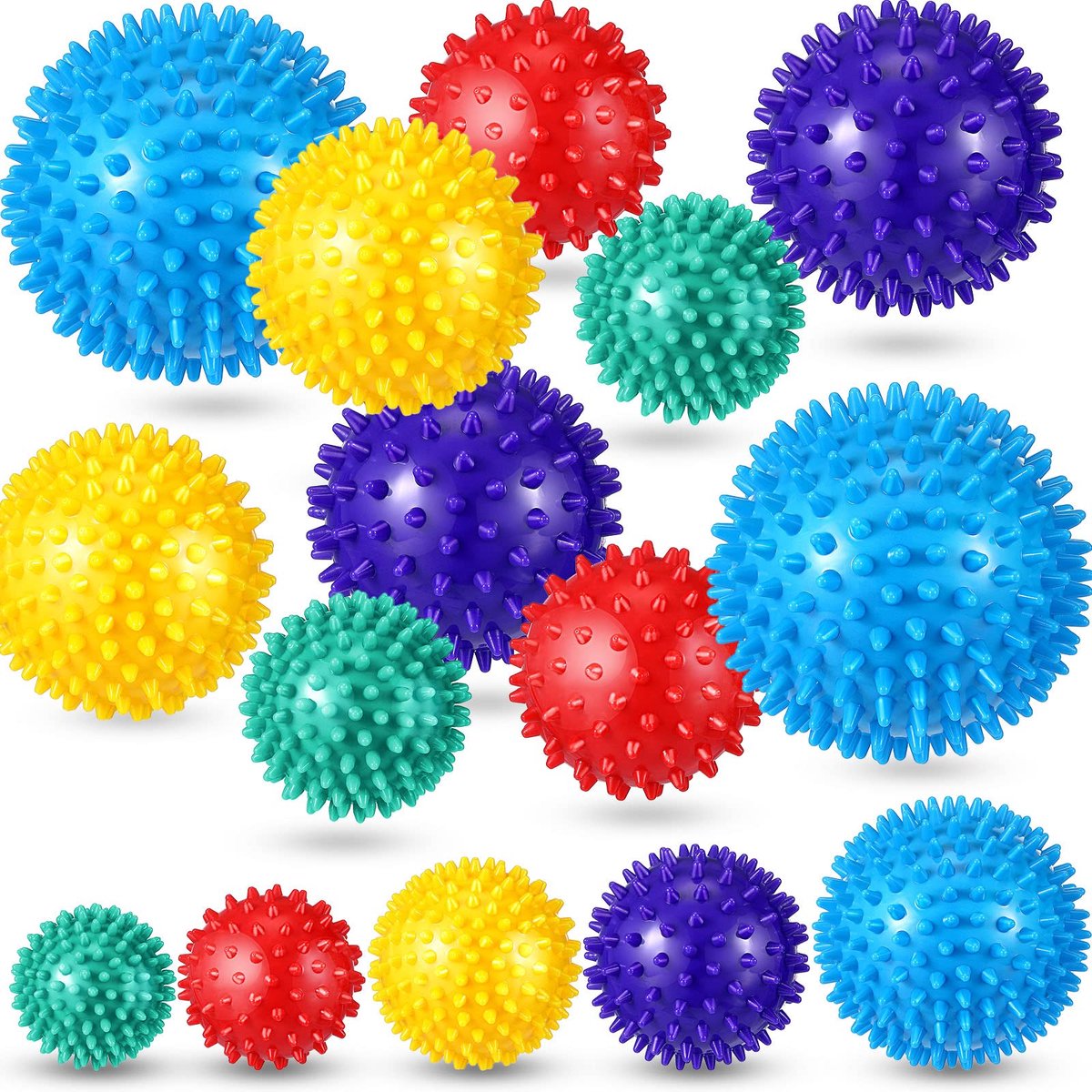 IMPERATORIS® Massage Ball - Trigger Point Ball - Spiky Ball for Foot Massage and Back - Physiotherapy and Recovery - 5 Maten - 15 Stuks - Veelkleurig