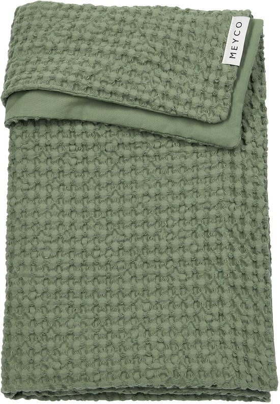 Meyco Baby Wafel Katoen Ledikant Deken - Olive Green - 100x150cm - 1.0 TOG