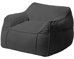 Bananair - Zitzak fauteuil - XXL poef - Ribfluweel - 100x110 cm - Donkergrijs