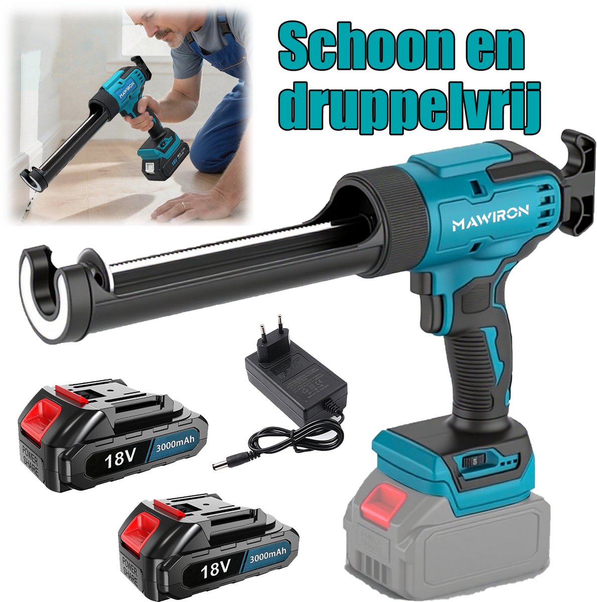 Een blauw pistool zonder druppels, composietgeweer zonder druppels