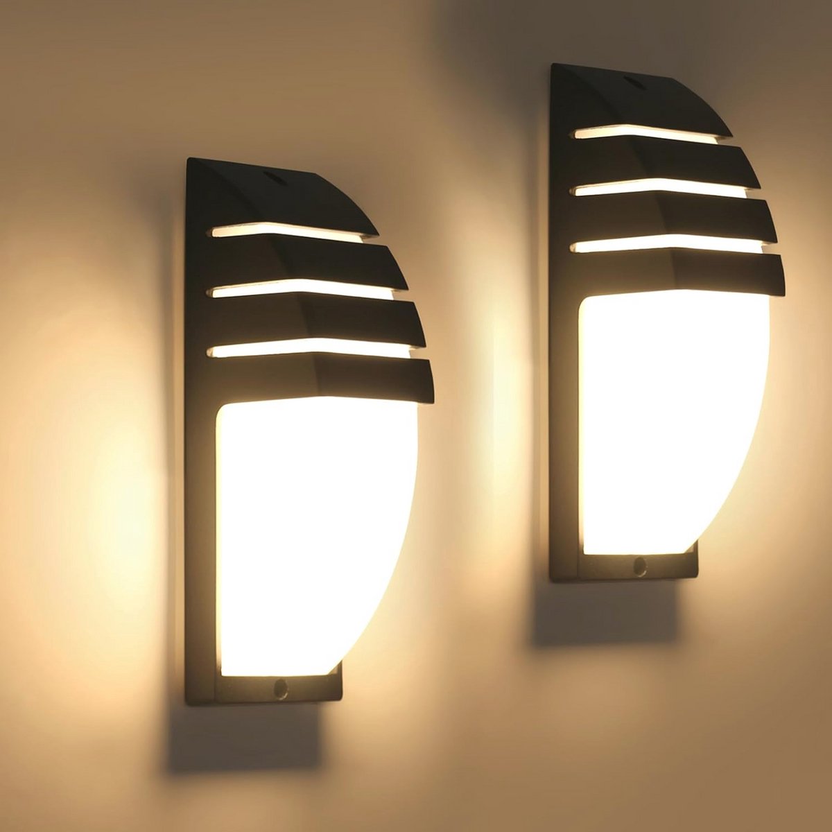 LED Buitenmuurlampen Set van 2 - 12W 1300LM IP65 Waterdicht met Warm Licht 3000K voor Tuin en Veranda